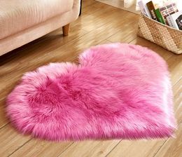 Heart Shaped Long Fur Carpet Shaggy Carpet Artificial Wool Sheepskin Baby Room Bedroom Soft Area Mat