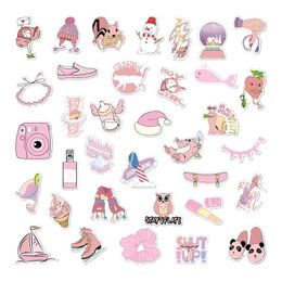 2Set 70pcs Decorative Stickers Removable Pink Small Fresh Sticker Personalised Doodle Suitcase Waterproof Sticker