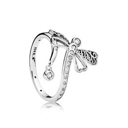 Exquisite butterfly dream ring for Pandora luxury designer personality 925 sterling silver CZ diamond ladies birthday gift ring with box
