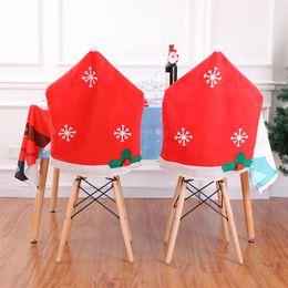 Christmas Chair Cap Santa Clause Hat Chair Covers Red Hat Dinner Chair Protector Christmas Banquet Holiday Festival Decor JK1910XB