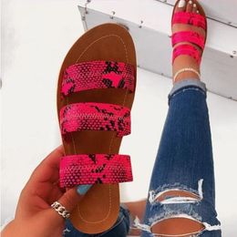 Rosy Snakeskin Slipper Three-layer Non-slip Outdoor Slippers 2020 Women Fashion Wild Beach Shoes Sandals Bottom Ladies Slippers