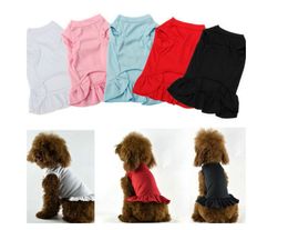 12pcs/lot Blank Plain Soft Cotton Dog Dress Shirt Skirt Pet Summer Clothes for Small Large Dods Cats