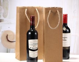 600pcs Kraft Paper Red Wine Bag Single And Double Gift Packaging Wines Box Handbags Easy To Carry SN3021