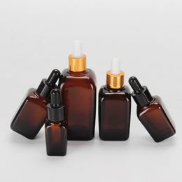 15 25ml Amber Square Glass Eye Dropper Bottles with Aluminium Cap 35 50 100ml Essential Oil Dropper Bottle for Lab Chemicals,Colognes,Perfume