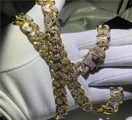 New Arrival Miami Cuban Link Chain Gold Plated Fully Iced Out Hip Hop Bling 2016 Hot Sale Promotion Chain Free Shipping