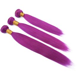 Brazilian Silky Straight Human Hair Purple Coloured Weaves Extensions Silky Straight Pure Purple Virgin Remy Human Hair Bundles Deals 3Pcs Lo