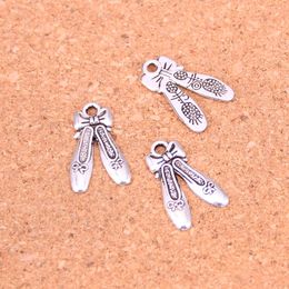 111pcs Charms ballet shoes slippers Antique Silver Plated Pendants Making DIY Handmade Tibetan Silver Jewellery 20*13mm