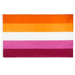 Cheap Lesbian Flags with 5 Stripes Made by Polyester Fabric Flying Hanging 90x150 3x5 for Sale, free shipping