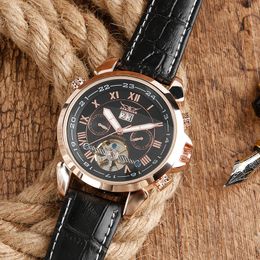 2019 New fashion Mens Leather strap Automatic Wrist watch207z