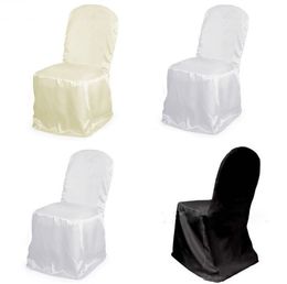 black chair covers for weddings Canada - Satin Chair Cover for Wedding Banquet Party Annual Supplies Dinner Decoration Wholesales Black White Beige