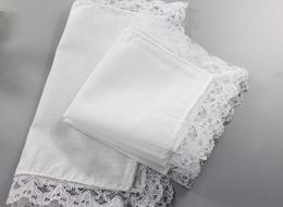 DHL 1000pcs New Arrival DIY White Pure Handkerchief Cotton lace Handmade Wending party Handkerchief size: 23cm*25cm