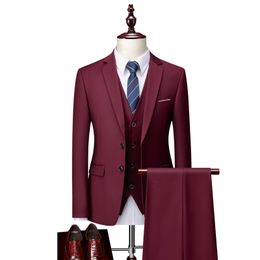 Handsome Burgundy Mens Suit New Fashion Groom Suit Wedding Suits For Best Men Slim Fit Groom Tuxedos For Man