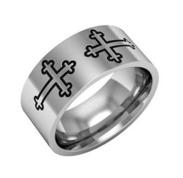 Cross Logo Ring Titanium Steel Fashion Men's Vintage Jewelry Bible Cross Ring