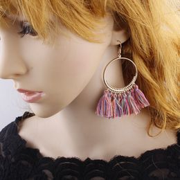 Wholesale-New 17colors Boho Fan shaped tassel earrings Korean holiday personality exaggerated Bohemia earrings jewelry earring NE892