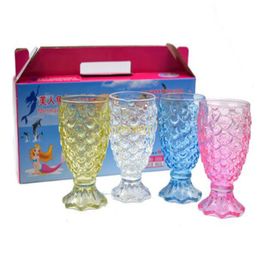 Spectacular Colour Mermaid Cup Set Crystal Juice Dragon Scale Glass