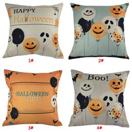 Halloween Party Decorative Pillow Cover Sofa Cushion Cover Pumpkin Ghost Balloon Print Pillow Case 18x18inch Cushion Cover DBC VT0570