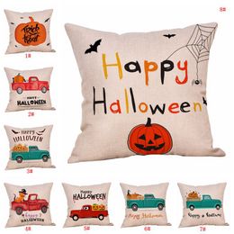 Halloween Decoration Pillow Cover Pumpkin Car Pillow Case Letter Print Throw Pillow Cushion Cover Party Supplies Home Decoration DBC VT0575