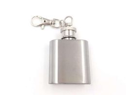 1oz stainless steel mini hip flask with keychain Portable party outdoor wine bottle with Key chains 50pcs