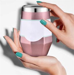 9 oz Egg Shaped Cup 5 Colours Stainless Steel Wine Glasses Leakproof Vacuum Cups Tumbler With Lid for Wine