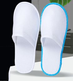 white spa slippers Canada - White blue color Hotel Travel Spa Disposable Towelling Slippers Home GuestHotel Slippers