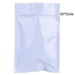 white foil NZ - 10*15cm (3.93*5.90inch) White Glossy Dry Food Mylar Packing Bag Goods Aluminum Foil Plastic Packaging Bags Gifts Storage Zip Seal Pouch