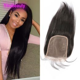 Peruvian 100% Unprocessed Human Hair Closure With Baby Hairs 6X6 Lace Closure Natural Colour 12-24inch Middle Three Free Part