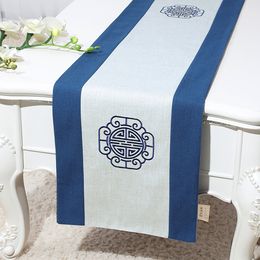 150x33 cm New Lucky Chinese Ethnic Table Runner Vintage Party Home Decoration Rectangle Cotton Linen Tea Table Cloth Dining Table Mat