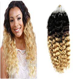 Loop Micro Ring Machine Made Remy Hair Extension 100% Human Hair micro loop 1g curly Ombre Colour Micro Links 100g 1g/s