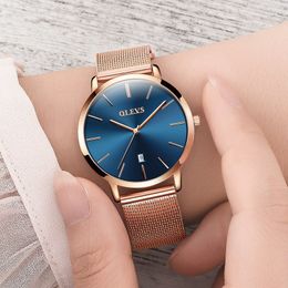Woman Watch Olevs Brand Female Watch Golden Stainless Steel Ladies Ultra Thin Quartz Wrist Watches Luxury Water Resistant Clock Y19051503