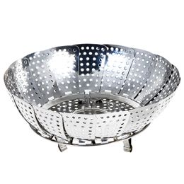 Stainless Steel Folding Dish Boilers Food Basket Mesh Vegetable Vapour Cooker Steamer Expandable Pannen Kitchen Tool S M L DH0479