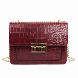 Women's Shoulder Handbags 2020 new versatile messenger bag chain crocodile fashion small square bag