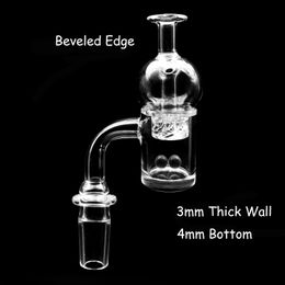 New Bevelled Edge 3mm Wall 4mm Bottom Quartz Banger With Glass Spinning Carb Cap Male Female Joints Quartz Nails Suitfor Glass Smoking