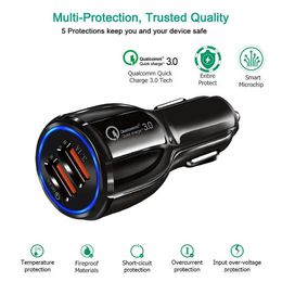 Top Quality QC 3.0 fast charge 3.1A Qualcomm Quick Charge car Charger Dual USB Fast Charging Phone Charger With OPP bag