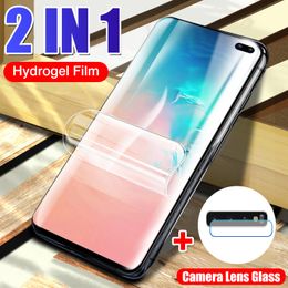 note 8 camera protector UK - 2 in 1 Hydrogel Soft Film And Camera Lens Glass For Samsung Galaxy S8 S9 S10 Plus S10E Note 8 9 Note 10 Pro Screen Protector