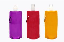 Newest 480ml foldable water bottle Portable folding sports water bottles Drinkware Bag 2022