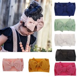 New Europe Baby Girls Tuban Big Bow Headband Kids Bowknot Hairband Children Bandanas Elastic Head Band 10 Colours A494