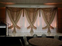 Nuovo 3m * 6m Sfondo di lusso da sposa con paillettes in oro lucido Swag Coprispalle e tendaggi per decorazioni per feste nuziali