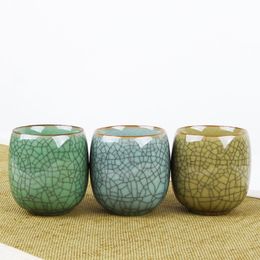 kiln marked cup longquan celadon porcelain tea cup geyao crackle glaze ceramic kungfu tea cups for Pu'er tea new