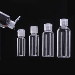 10m~60mll PET plastic squeeze bottle with flip cap transparent round shape bottles for makeup fluid disposable hand sanitizer