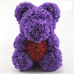 Larger Valentine Day Gift Artificial Rose Bear with heart in the middle-rabbit best Wedding Party Decoration with different color