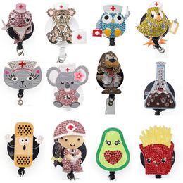 Custom Key Rings Medical Cartoon Retractable ID Badge Reel Nurse Name Card Holder Clip Animal Shape For Accessories Popular