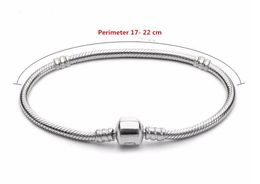 Wholesale-quality 20Pcs/Lot Silver Plated Bracelet & Bangle Snake Chain with Barrel Clasp Fit Pandora women bracelets pulseras