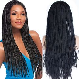 Braided Lace Front Wigs High Full Braids with Baby Hair Afro Synthetic Hair Half Hand-made Braided Wigs for Black Women Daily Wear