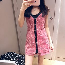 2019 Spring Summer Print Long Sleeves V Neck Mini Jumpsuits & Rompers Fashion Jumpsuit Shorts Skirt A103058