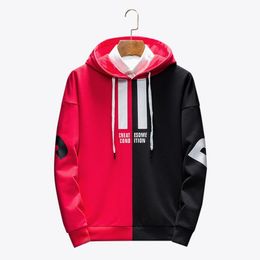 Fashion Design Hooded Jacket Men/Women Sweatshirts Print Double color splicing Hoodies Hip-hop Unisex Pullovers Tops