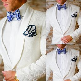 High Quality White Wedding Tuxedos New Men Suits Two Pieces (Jacket+Pants) Groom Wear Custom Made Formal Blazer