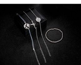 4pcs/set Heartbeat World Map bracelet jewelry women bracelets stacking midi charm bracelet fashion jewelry 320241