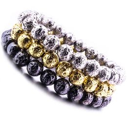 Electroplate 8MM Lava Stone Beads Bracelet Diy Aromatherapy Essential Oil Diffuser Bracelet