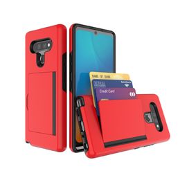 For LG K51 Case 2 in 1 TPU PC Slide Credit Card multifunction mobile phone accessories For LG STYLO 6 Phone case B