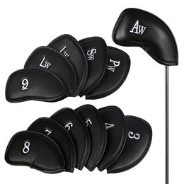 Waterproof Golf 12pcs Thick PU Leather Golf Iron Head Covers Set Headcover Fit All Irons Brands Clubs,Black